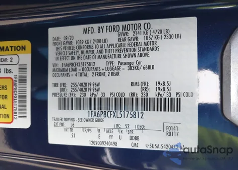 2020 Ford Mustang Gt Fastback from USA, damaged, VIN 1FA6P8CFXL5175812